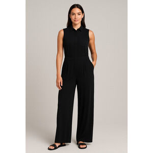 Athleta Brooklyn Heights Wide Leg Jumpsuit Womens 8 Black Sleeveless Travel Work